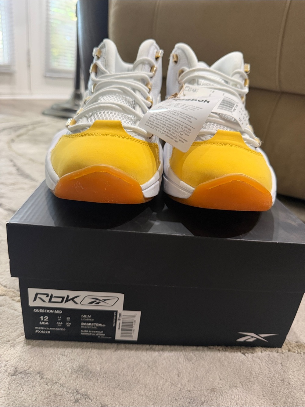 Reebok men’s White and Yellow Basketball Sneakers